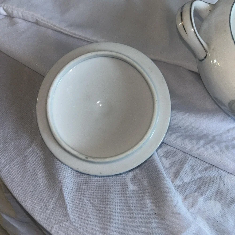 Vintage Sone China Gray Pearl 1873 Cream & Sugar Set Platinum Trim Japan